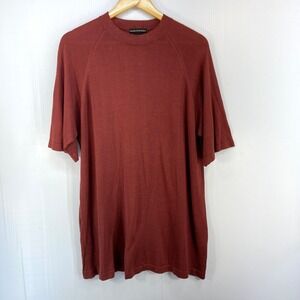 Kevoman Brick Red 2 Ply Silk Jersey Knit Short Sleeve Crew Neck Shirt Mens XL
